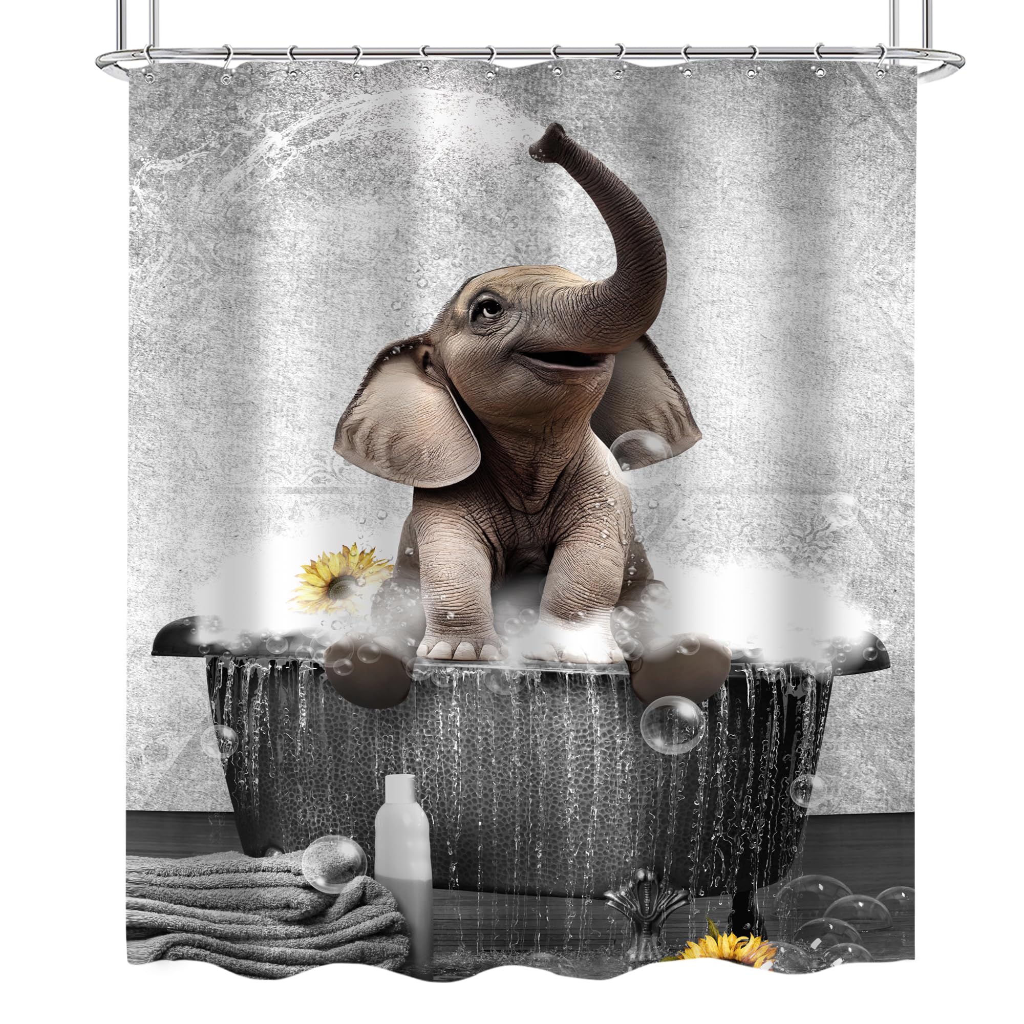 未使用 希少 自主盤 Elephant Shower Lonely Rain Amazon.com: Cinbloo Funny Elephant Shower Curtain for Kids 60Wx72H